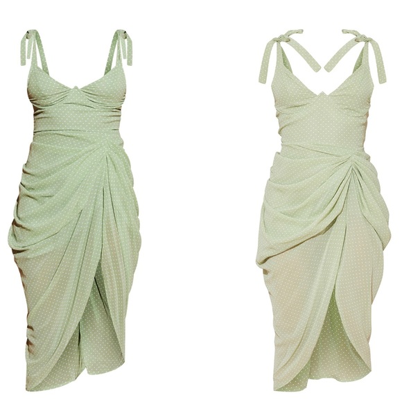 NWT Pretty Little Thing Sage Underwire Midi Dress - Picture 3 of 4